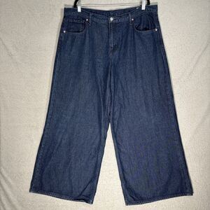 Gap Jeans Women’s Size 18 R‎ Baggy Mid Rise Ultra Wide Leg Blue Denim Grunge Y2K